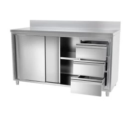 Edelstahl Arbeitsschrank PREMIUM - 1600x700mm - Mit 3 Schubladen Rechts & Aufkantung 13 Edelstahl Arbeitsschrank PREMIUM - 1600x700mm - Mit 3 Schubladen Rechts & Aufkantung -Küche Zu Hause 636846188417033381 093c