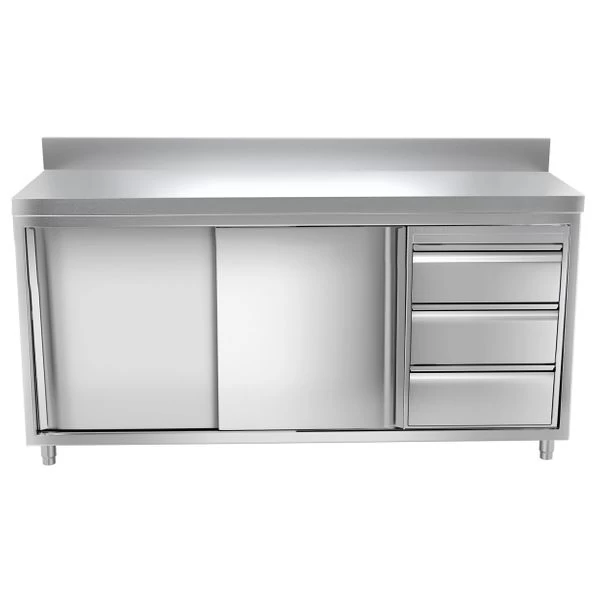 Edelstahl Arbeitsschrank PREMIUM - 1800x700mm - Mit 3 Schubladen Rechts & Aufkantung 4 Edelstahl Arbeitsschrank PREMIUM - 1800x700mm - Mit 3 Schubladen Rechts & Aufkantung – Bild 2