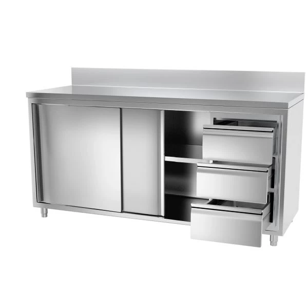 Edelstahl Arbeitsschrank PREMIUM - 1800x700mm - Mit 3 Schubladen Rechts & Aufkantung 6 Edelstahl Arbeitsschrank PREMIUM - 1800x700mm - Mit 3 Schubladen Rechts & Aufkantung – Bild 4