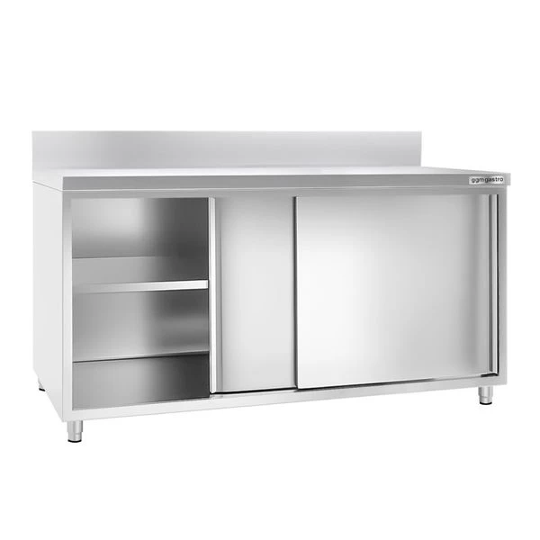 Edelstahl Arbeitsschrank PREMIUM - 1800x600mm - Mit Schiebetür & Aufkantung 4 Edelstahl Arbeitsschrank PREMIUM - 1800x600mm - Mit Schiebetür & Aufkantung – Bild 2