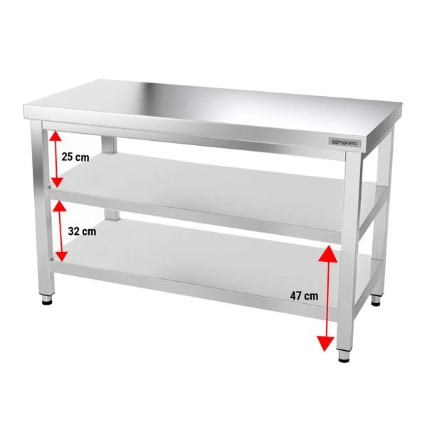 Edelstahl Arbeitstisch PREMIUM - 1400x800mm - Mit Grundboden Ohne Aufkantung 7 Edelstahl Arbeitstisch PREMIUM - 1400x800mm - Mit Grundboden Ohne Aufkantung – Bild 5