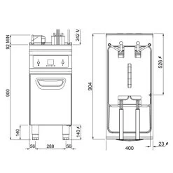 Elektro Fritteuse - 22 Liter - 22 KW - Mit Automatischer Korbanhebung & Ölfiltersystem -Küche Zu Hause EFEKALB22 drawing 9765