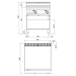 Elektro Bratplatte - 11,4 KW - Glatt -Küche Zu Hause EGB899M drawing 27cc