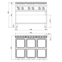 Elektroherd - 21 KW - 6 Platten Eckig 18 Elektroherd - 21 KW - 6 Platten Eckig -Küche Zu Hause EHB199H drawing 1c50