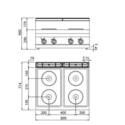 Elektroherd - 10,4 KW - 4 Platten Rund 10 Elektroherd - 10,4 KW - 4 Platten Rund -Küche Zu Hause EHB873E drawing 57a3