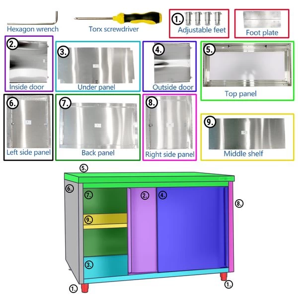 Edelstahl Arbeitsschrank ECO - 1400x600mm - Mit Schiebetür Und Aufkantung 8 Edelstahl Arbeitsschrank ECO - 1400x600mm - Mit Schiebetür Und Aufkantung – Bild 6