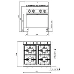 Gasherd - 21,5 KW - 4 Brenner 16 Gasherd - 21,5 KW - 4 Brenner -Küche Zu Hause GHB879M drawing c4c9