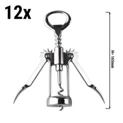 (12 Stück) Korkenzieher- Bar Professional - 15 Cm - Silber