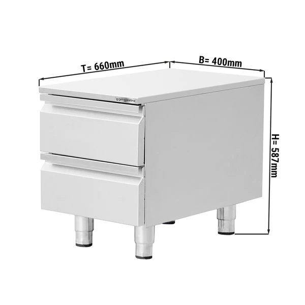 Edelstahl Schubladenschrank - 0,4 M - Mit 2 Schubladen 3 Edelstahl Schubladenschrank - 0,4 M - Mit 2 Schubladen