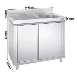 Spülschrank PREMIUM - 1000x600mm - Mit 1 Becken Rechts