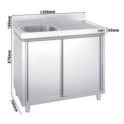 Spülschrank PREMIUM - 1200x700mm - Mit 1 Becken Links