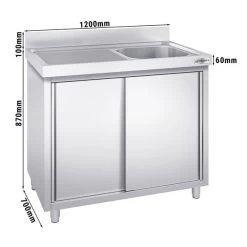 Spülschrank PREMIUM - 1200x700mm - Mit 1 Becken Rechts