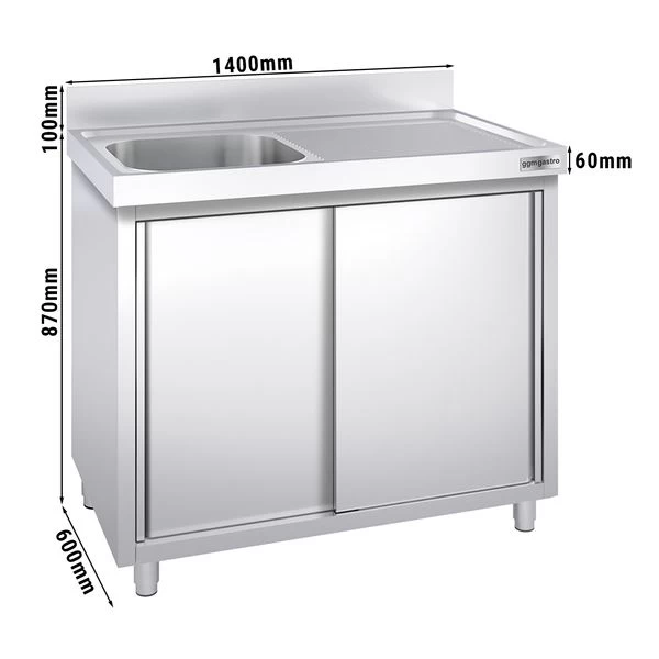 Spülschrank PREMIUM - 1400x600mm - Mit 1 Becken Links 3 Spülschrank PREMIUM - 1400x600mm - Mit 1 Becken Links