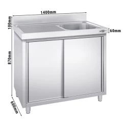 Spülschrank PREMIUM - 1400x600mm - Mit 1 Becken Rechts