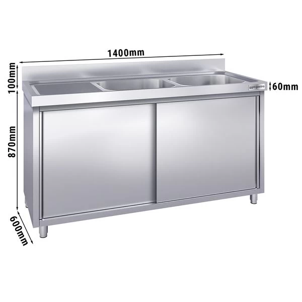 Spülschrank PREMIUM - 1400x600mm - Mit 2 Becken Rechts 3 Spülschrank PREMIUM - 1400x600mm - Mit 2 Becken Rechts