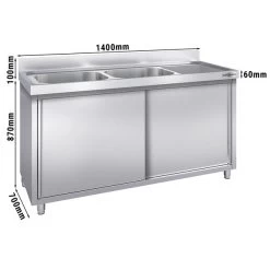 Spülschrank PREMIUM - 1400x700mm - Mit 2 Becken Links