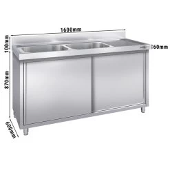 Spülschrank PREMIUM - 1600x600mm - Mit 2 Becken Links