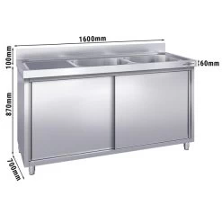 Spülschrank PREMIUM - 1600x700mm - Mit 2 Becken Rechts