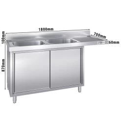 Spülmaschinen Spülschrank - 1800x700mm - Mit 2 Becken Links