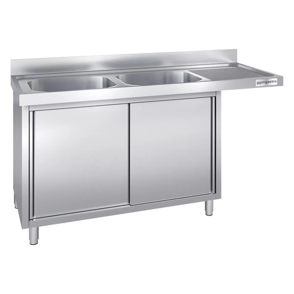 Spülmaschinen Spülschrank - 2000x600mm - Mit 2 Becken Links 4 Spülmaschinen Spülschrank - 2000x600mm - Mit 2 Becken Links – Bild 2