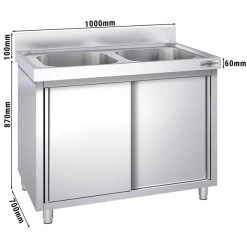 Spülschrank PREMIUM - 1000x700mm - Mit 2 Becken Mittig