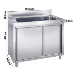 Topfspülschrank - 1000x700mm - Mit 1 Becken