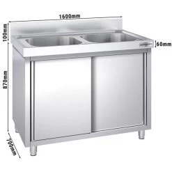 Spülschrank PREMIUM - 1600x700mm - Mit 2 Becken Mittig