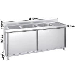 Spülschrank PREMIUM - 1800x700mm - Mit 2 Becken Mittig