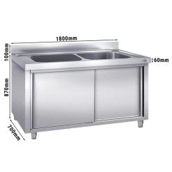 Topfspülschrank - 1800x700mm - Mit 2 Becken