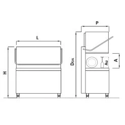 Doppelwandige Doppelkorb-Durchschubspülmaschine - 22,2 KW - Inkl. Entkalker - Mit Reiniger-, Klarspüler- & Laugenpumpe -Küche Zu Hause ds430ed technzeichnung 48a0