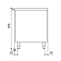 Edelstahl Arbeitsschrank ECO - 1800x700mm - Mit Schiebetür -Küche Zu Hause stainless steel workcabinet without backsplash drawing 2 c016 8