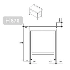 Edelstahl Arbeitstisch PREMIUM - 1600x600mm - Mit Grundboden & Aufkantung 21 Edelstahl Arbeitstisch PREMIUM - 1600x600mm - Mit Grundboden & Aufkantung -Küche Zu Hause stainless steel worktable drawing 2 04d9