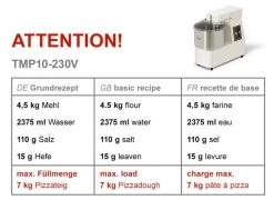 Teigknetmaschine - 10 Liter / 7 Kg - Mit Festem Kessel 14 Teigknetmaschine - 10 Liter / 7 Kg - Mit Festem Kessel -Küche Zu Hause tmp10 230v e8ad