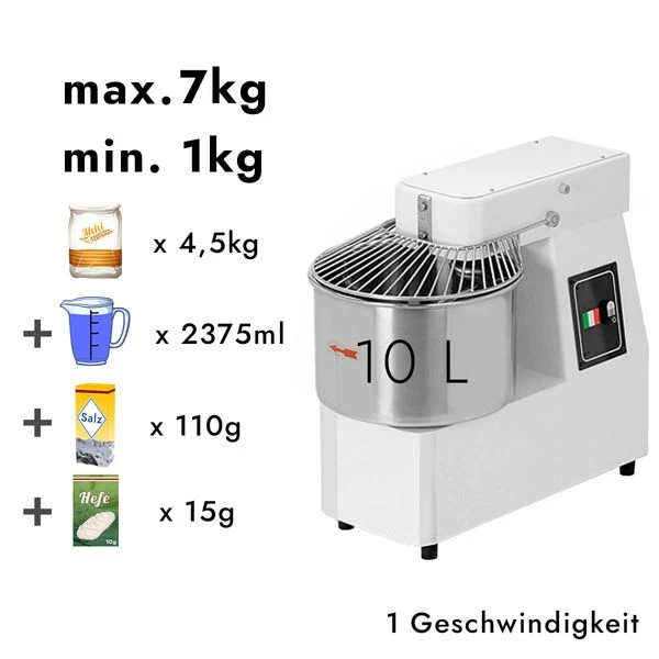 Teigknetmaschine - 10 Liter / 7 Kg - Mit Festem Kessel 4 Teigknetmaschine - 10 Liter / 7 Kg - Mit Festem Kessel – Bild 2