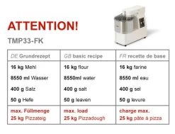 Teigknetmaschine - 33 Liter / 25 Kg - 2 Geschwindigkeiten - Mit Festem Kessel 15 Teigknetmaschine - 33 Liter / 25 Kg - 2 Geschwindigkeiten - Mit Festem Kessel -Küche Zu Hause tmp33 fk 3087