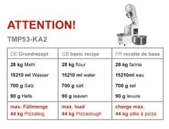 Teigknetmaschine - 53 Liter / 43 Kg - 2 Geschwindigkeiten - Kessel Abnehmbar Und Rührwerk Aufklappbar 13 Teigknetmaschine - 53 Liter / 43 Kg - 2 Geschwindigkeiten - Kessel Abnehmbar Und Rührwerk Aufklappbar -Küche Zu Hause tmp53 ka2 493e